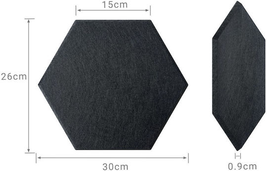 Set Panouri Acustice Hexagonale Autocolante Relaxdays Negre 0.9x26x30 Cm