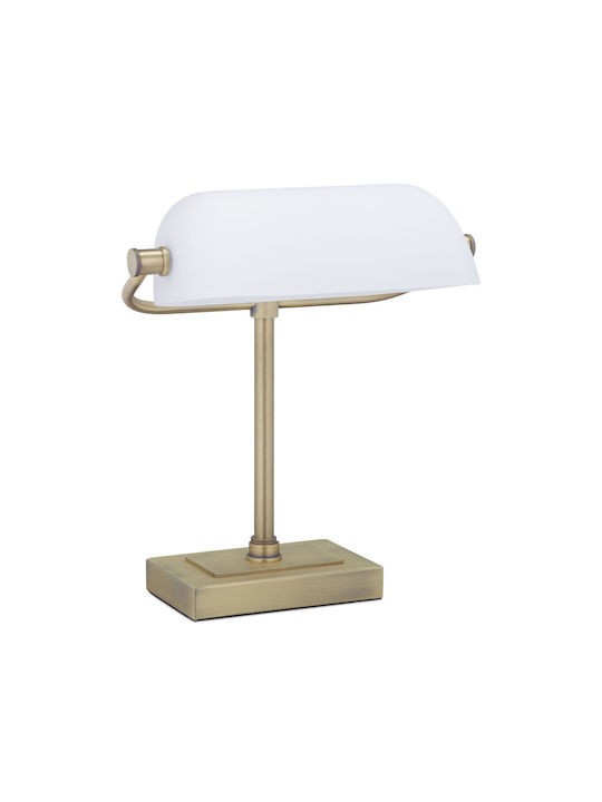 Relaxdays Lampă de Masă din Sticlă cu Abajur Alb și Bază