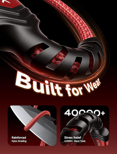 Jsaux Cablu USB 2.0 Împletit USB-C Mascul - USB-A 18W Roșu 2m