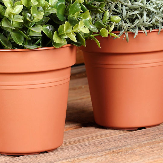 Progarden Set of 3 Plastic Flower Pots Brown 13x12cm