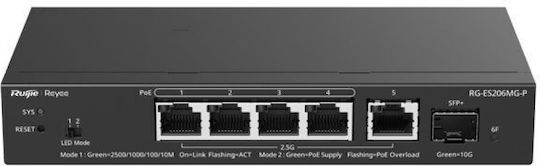 Ruijie RG-ES206MG-P Managed L2 PoE+ Switch με 4 Θύρες Gigabit (1Gbps) Ethernet