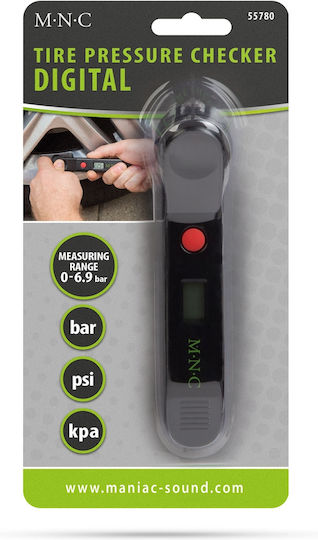 Tester Digital de Presiune pentru Anvelope Lcd Manometru Roți 0-6,9 Bar Psi Kpa Baterie Inclusă Negru