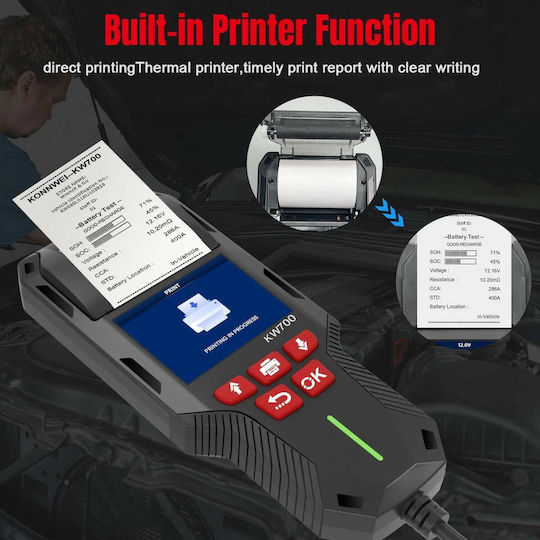6V 12V 24V Batterietester Em Konnwei Drucker