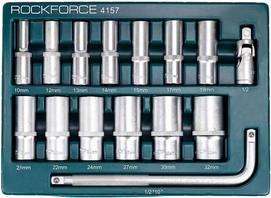 Set Chei Tubulare Adânci Lungi 6 Puncte 10-32 Mm 15 Bucăți Mâner