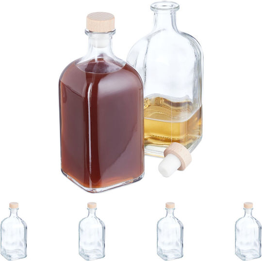 Set 6 Sticle din Sticlă Relaxdays 500 Ml 18x7.5x7.5 Cm Transparent Capac din Plută