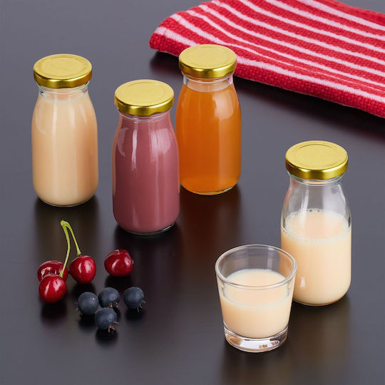 Set 24 Sticle din Sticlă Relaxdays 150 Ml Transparent Aurii 12x5.5cm