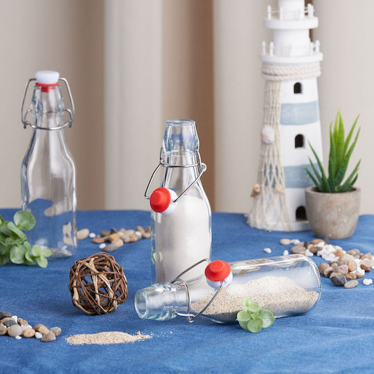 Set 24 Sticle din Sticlă cu Capac Tip Balansoar Relaxdays 250 Ml Transparent 20x6 Cm