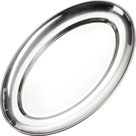 Vilde Oval Stainless Steel Gray Serving Platter 32x20cm