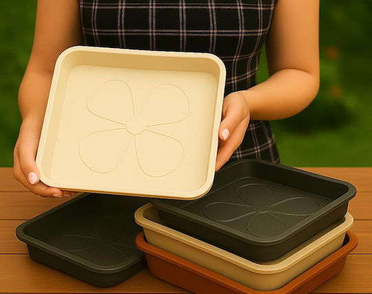 Farfurie Pentru Floare Din Plastic Gri 34x34cm Set 5 Buc B09526P3BF