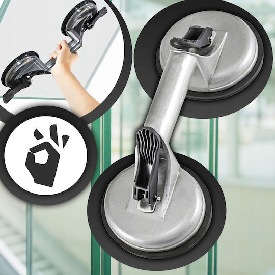 Ventuză Dublă Pentru Sticlă Plăci Zola Vid Puternic 60-100 Kg Suport Geamuri Panouri Oglinzi Plăci Aluminiu 2 X 11,5 Cm