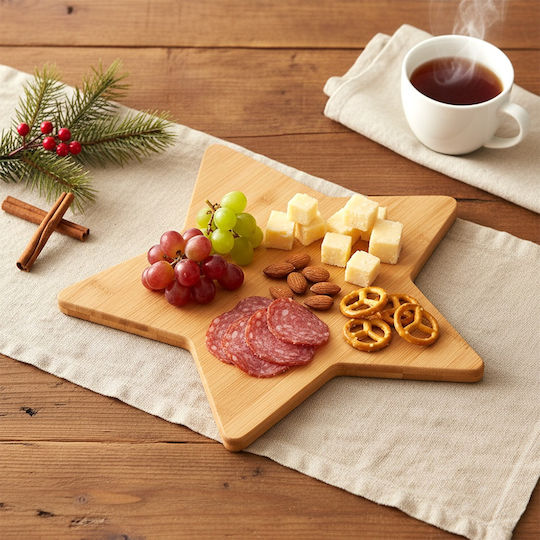 Excellent Houseware Cheese Serving Platter Wooden 36x36cm
