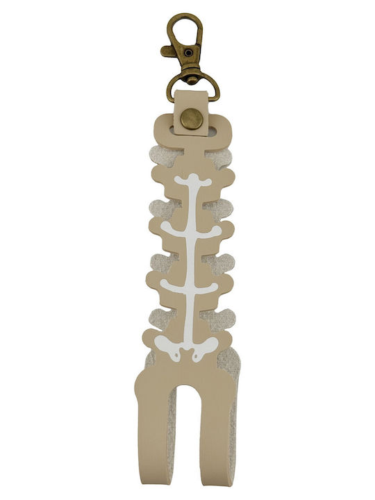 Breloc Tip Pandantiv Flippy Pentru Husă Kendama Cu Imprimeu Craniu Din Piele Ecologică 26 X 3,2 Cm Bej Deschis