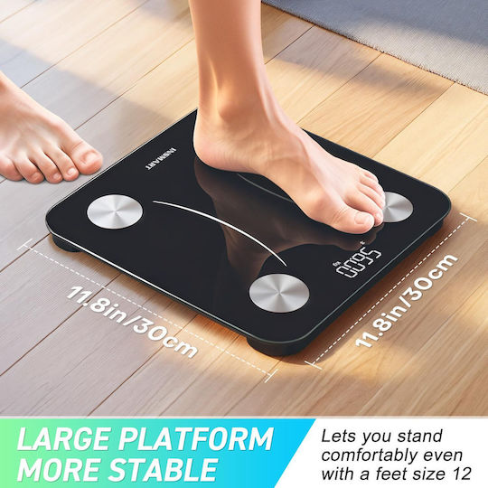 Insmart Smart Cantar De Baie 180kg Cu Analizator De Grăsime Corporală Și Bluetooth Negru
