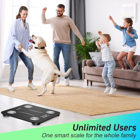 Insmart Smart Cantar De Baie 180kg Cu Analizator De Grăsime Corporală Și Bluetooth Negru