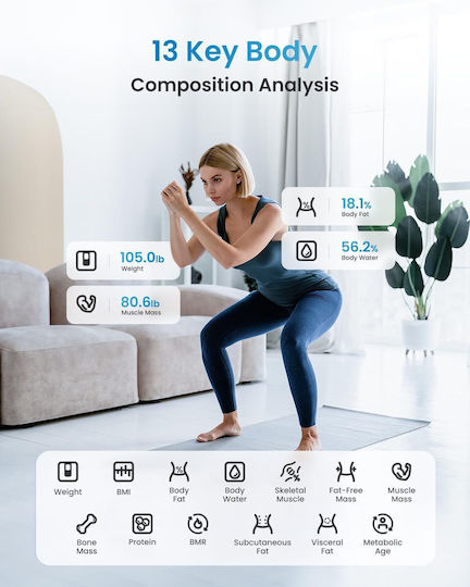 Renpho Smart Ζυγαριά 180kg με Bluetooth Μαύρη