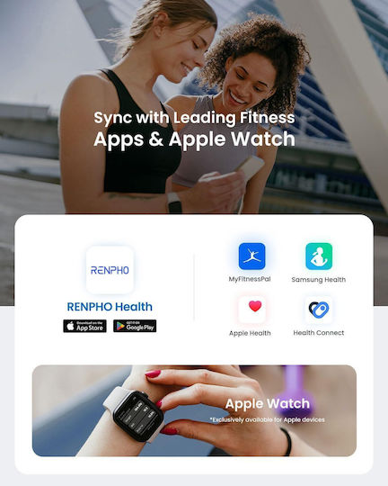 Renpho Smart Ζυγαριά 180kg με Bluetooth Μαύρη