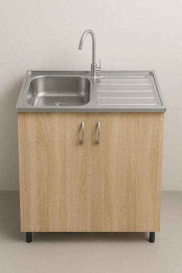 Deante Енхетен Кухненски Мивка Inox 80x60см Сива