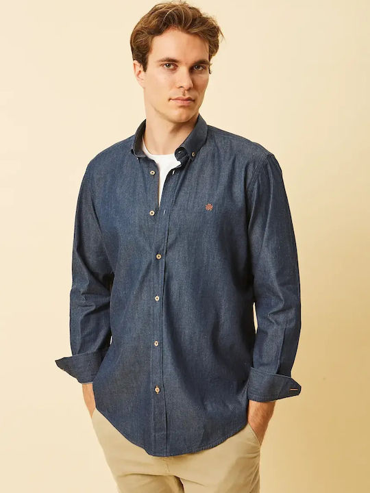 Long Sleeve Denim Shirt Blue