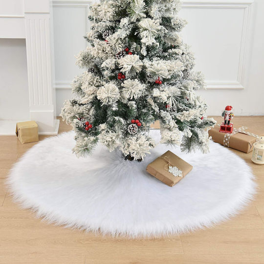 Covoraș De Crăciun Brad Mic Alb Cu Textură De Blană Ø90cm