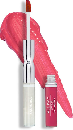 Seventeen All Day Lip Color & Top Gloss Υγρό Κραγιόν Metallic 06 Tomato 10ml