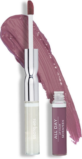 Seventeen All Day Lip Color & Top Gloss Long Lasting Liquid Lipstick Metallic 11 Rose Lilac 10ml