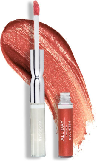 Seventeen All Day Lip Color & Top Gloss Lang anhaltend Flüssig Lippenstift Metallisch 86 Metallic Dark Peach 10ml