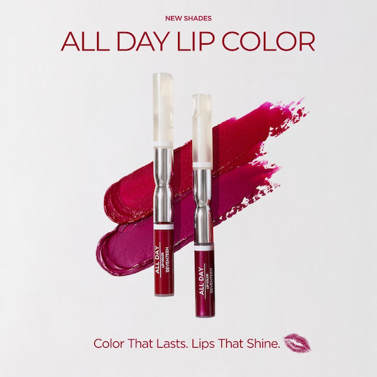 Seventeen All Day Lip Color & Top Gloss Long Lasting Lichid Ruj Metalic 85 Metallic Dark Pink 10ml