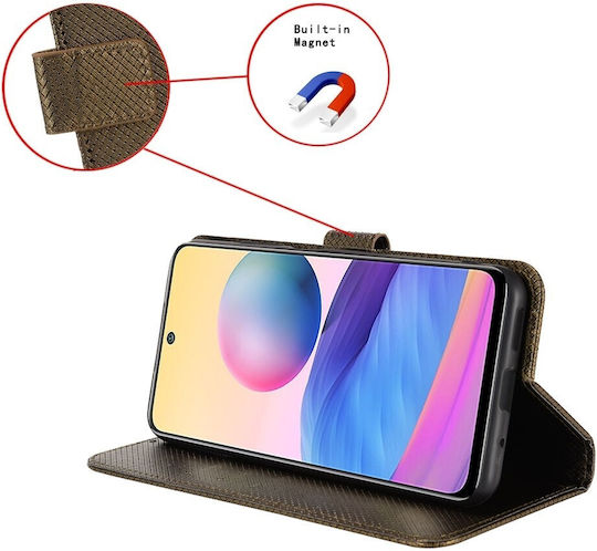 Tcl 40 Nxtpaper 5g Θήκη Βιβλίο Καφέ Diamond Texture Phone Case Brown