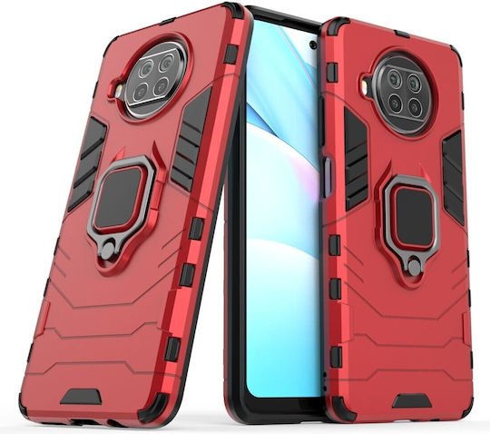 Forcell Xiaomi Mi 10T Lite Husă Rigidă Shockproof Magnetică cu Inel Suport Roșie
