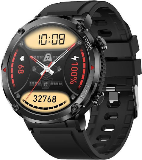 Εξυπνο Ρολοϊ Gravity Zegarek Meski Smartwatch Gravity Gt21-3 Bk Bk Leather Bk