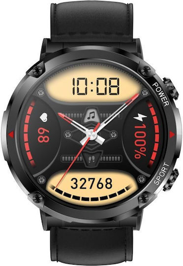 Εξυπνο Ρολοϊ Gravity Zegarek Meski Smartwatch Gravity Gt21-3 Bk Bk Leather Bk