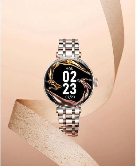 Smartwatch Gravity Rose Gold Black 2 Straps Gt26-6