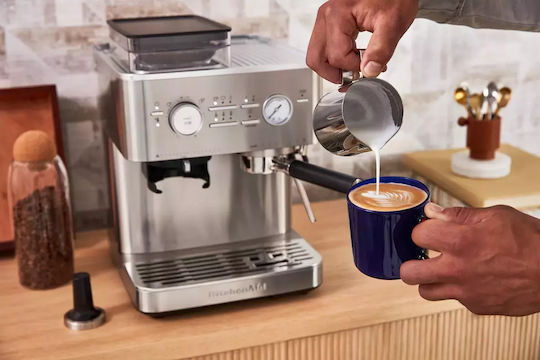 Kitchenaid Еспресо Кафемашина 1450W Налягане 15bar с Мелачка Неръждаема Стомана 5KES6551ESX