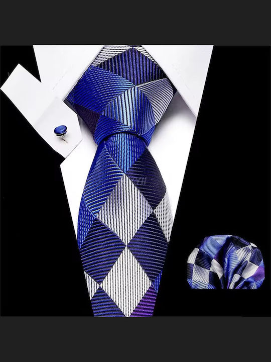 Set Herren Krawatten Seide mit Muster in Blau Farbe