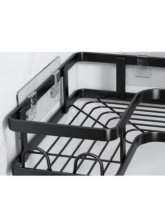 Corner Wall Mounted Bathroom Shelf Metallic Black