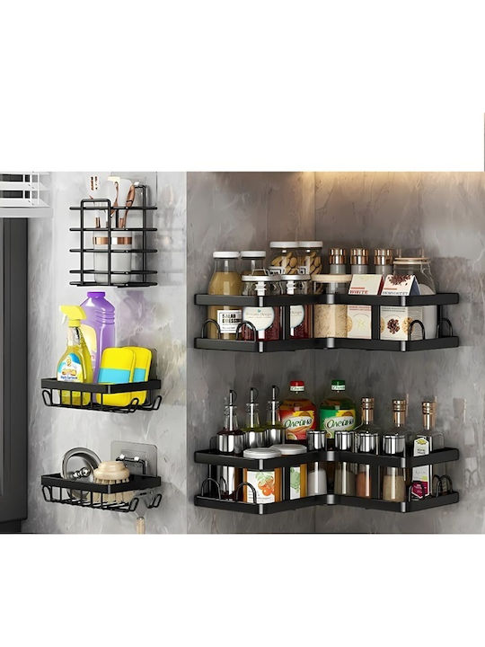 Corner Wall Mounted Bathroom Shelf Metallic Black