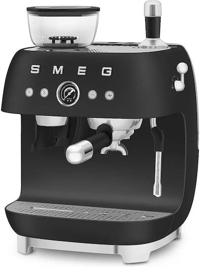 Smeg Automatische Espressomaschine 1650W Druck 20bar für Cappuccino mit Mahlwerk Schwarz EGF03BLMEU