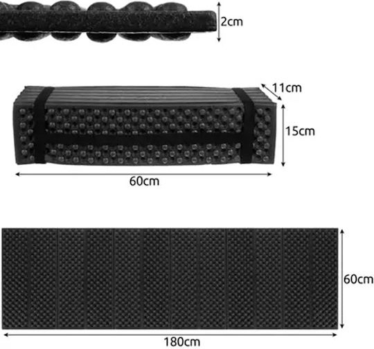Saltea de Gimnastică Pilates Pliabilă Neagră (180x60x2cm)