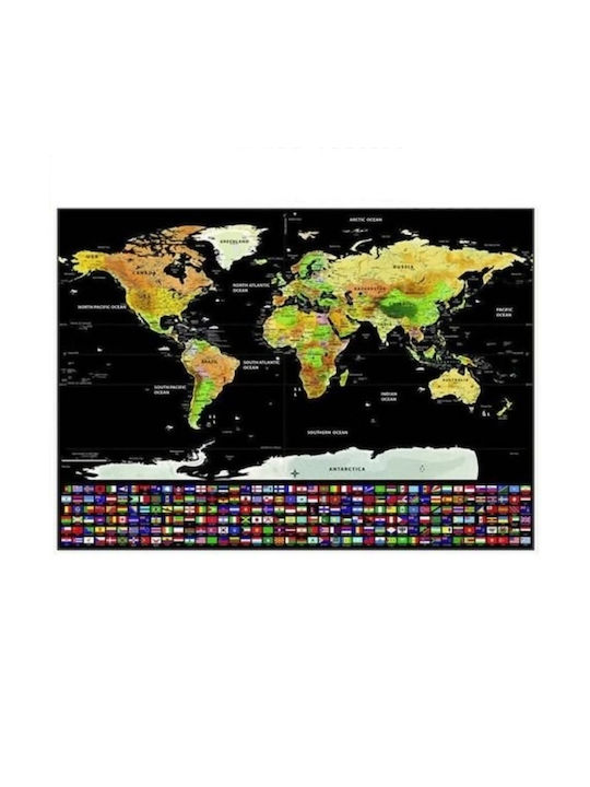 Scratch-off Weltkarte Zubehör 82 X 59 Cm Schwarzes