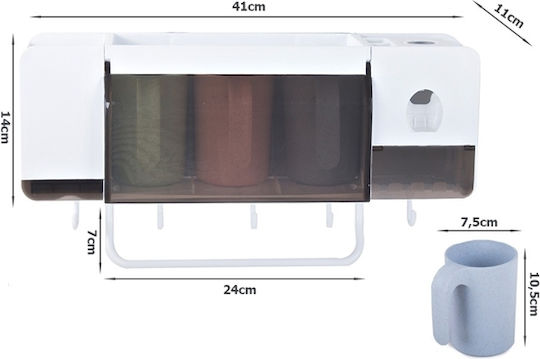 Bază de Susținere pentru Periuță de Dinți cu Dozator Automat de Pastă de Dinți din Plastic cu Ventuză Albă 9789377301033