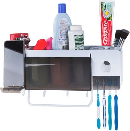 Bază de Susținere pentru Periuță de Dinți cu Dozator Automat de Pastă de Dinți din Plastic cu Ventuză Albă 9789377301033