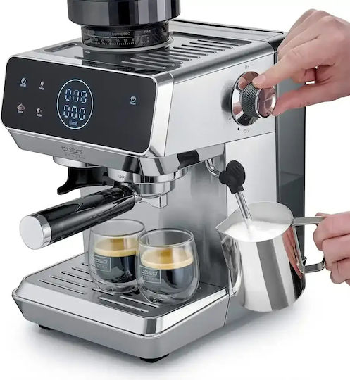 Caso Espressor Automat 1500W Presiune 20 Bar pentru Cappuccino cu Râșniță Gri
