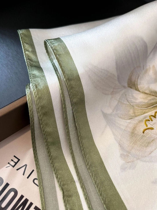 By Queen Botanical Satin Elegance Μαντήλι Λευκά Κρινάκια