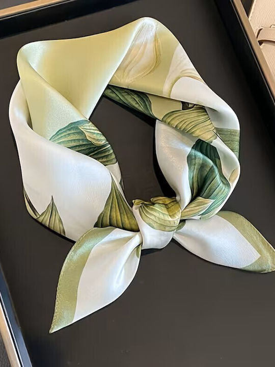 By Queen Botanical Satin Elegance Μαντήλι Λευκά Κρινάκια