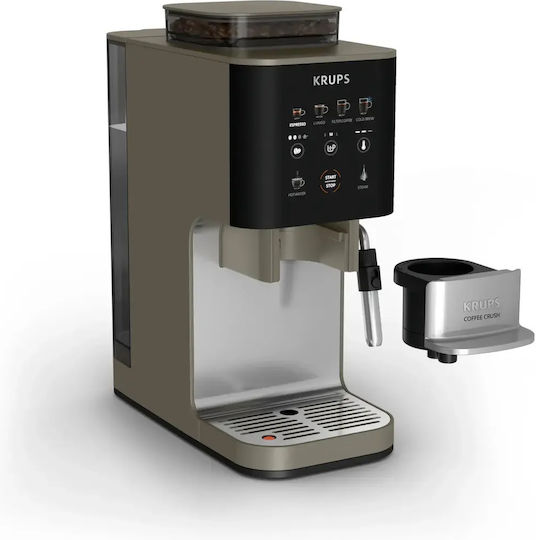 Krups Αυτόματη Μηχανή Espresso 1450W Πίεσης 15bar για Cappuccino με Μύλο Άλεσης Ασημί SA403BE0