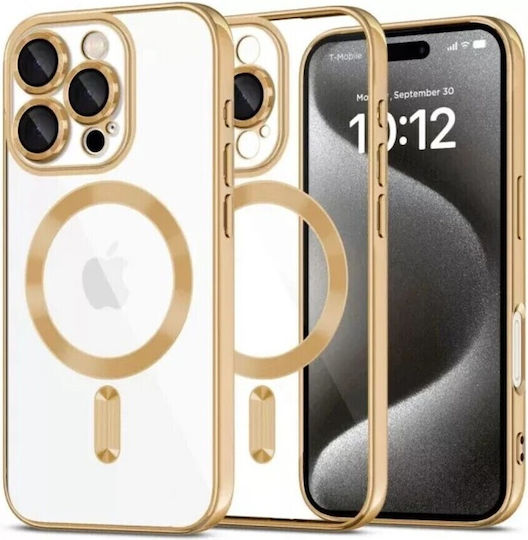 Tech Protect Iphone 16 Pro Max Magsafe Silicone Frame Transparent Gold Case