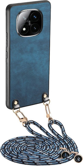 Forcell Xiaomi Redmi Note 14 Pro Plus 5g Vintage Back Cover Strap Silicone Case Blue