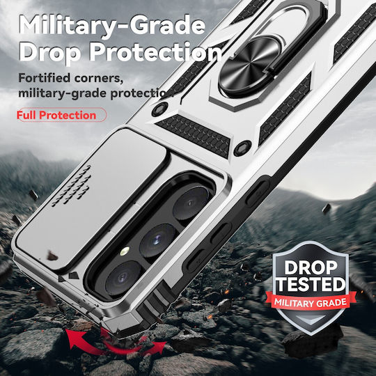 Forcell Samsung Galaxy A55 5g A35 5g Sliding Camshield Holder Θήκη Σκληρή Silver