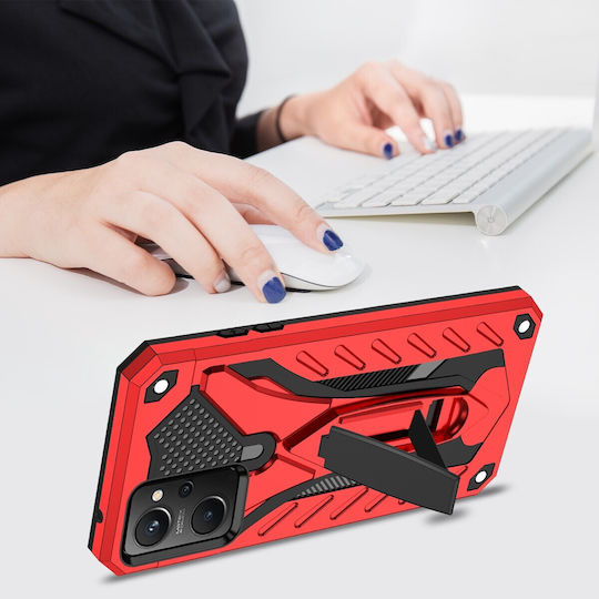 Forcell Realme 9i Armor Stand Твърд Калъф Червен