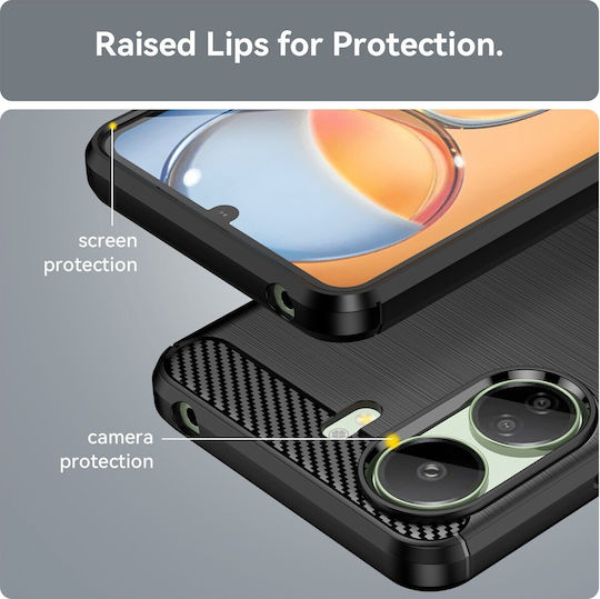 Forcell Xiaomi Poco C65 Xiaomi Redmi 13C 4G Carbon Fiber Silicone Case Black